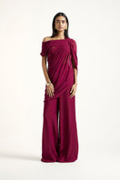Deme By Gabriella aubergine co-ord set with matching top and pants, stylish and comfortable for casual or smart outfits.