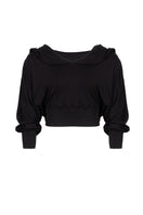 Black hooded longsleeve sweater by KRIS MARÁN, featuring a comfortable fit and casual style.