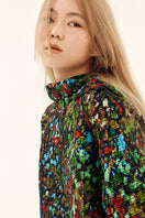 Colorful printed shirred windbreaker from Chictopia, showcasing its vibrant multicolor design and lightweight tops style.