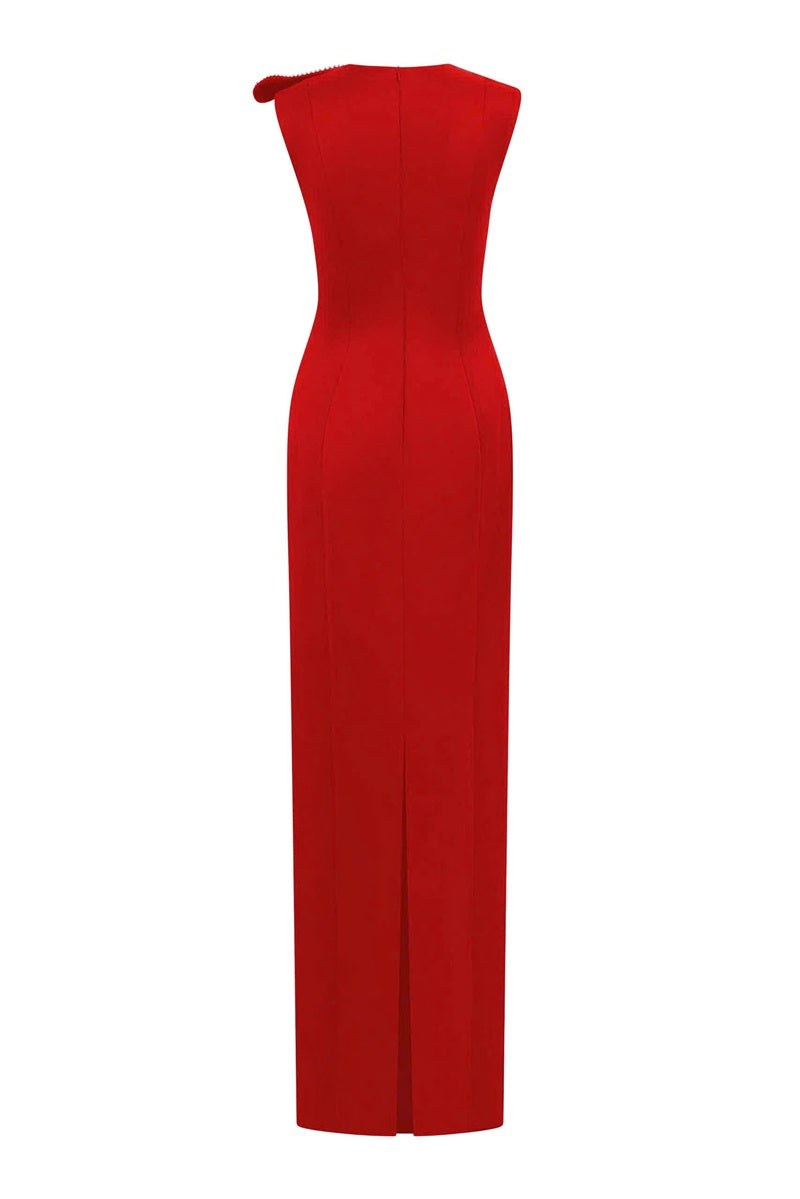 Tracy Studio taffeta mikado embellished maxi dress with intricate beadwork and elegant design, perfect for formal occasions.