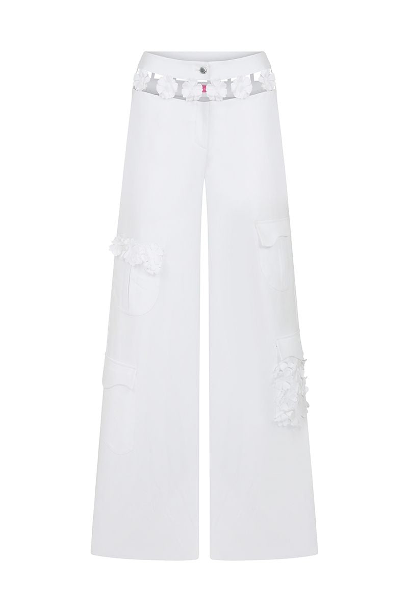 JASMINE WHITE FLORAL PANTS - CULT MIA