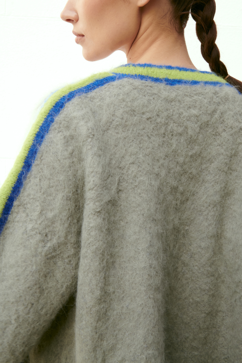SHY GREEN OVERSIZED MULTICOLORED SURI CARDIGAN - CULT MIA