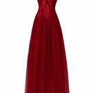 Happy Clothing Gemini Red Drop Waist Mesh Maxi Dress, elegant gown with flowy fabric and stylish design, perfect for special occasions.