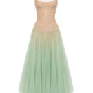 Montsand mint ombre lace midi dress with delicate lace details and a flowing silhouette, perfect for elegant occasions.