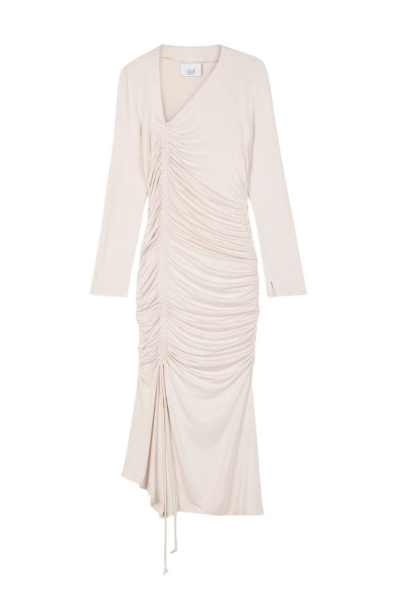 MODAL RUCHED ASYMMETRIC MIDI DRESS - CULT MIA