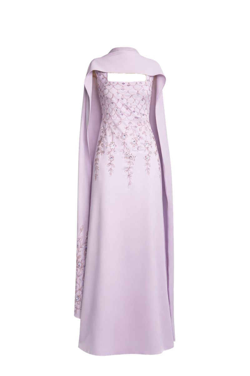 Elegant Lacey Gown by Raishma featuring intricate lace details and a flowing silhouette, perfect for formal occasions.