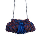 Catarina Mina Cantiga in Terrablue clutch bag with textured surface and elegant design, perfect for evening or formal occasions.