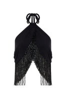 Hand-beaded tassel top by Mirel Prentice, featuring intricate beadwork and flowing fabric, stylish tops for casual or dressy wear.