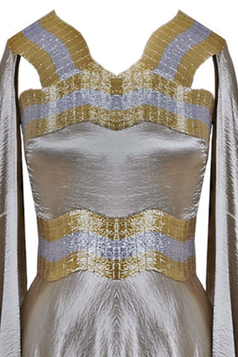 TEXTURED SATIN GOLD KAFTAN GOWN - CULT MIA
