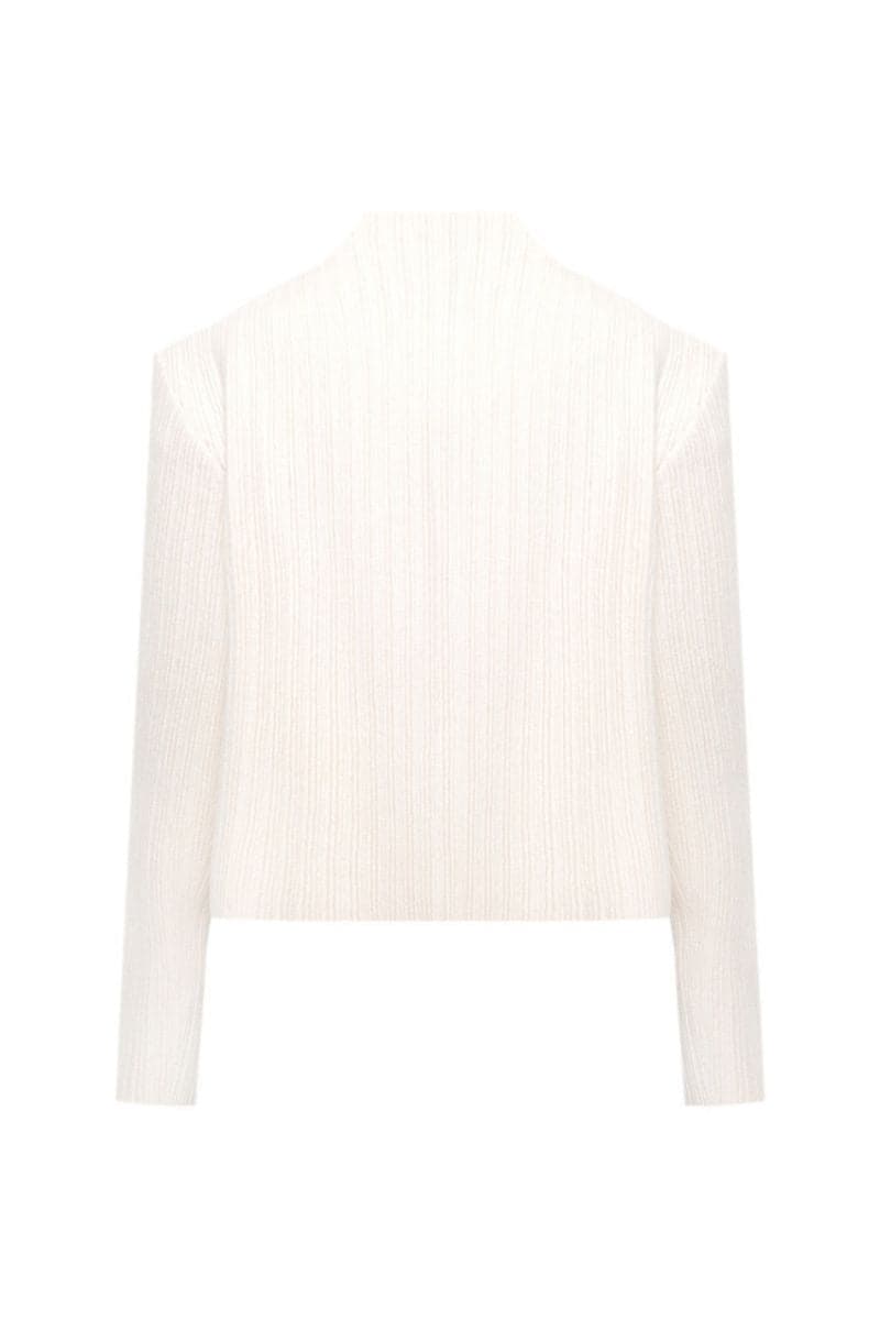 WHITE WOOL EMBOSSED JACKET - CULT MIA