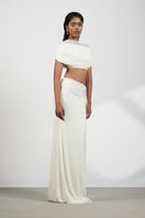Deme By Gabriella Alyssa co-ords top and skirt set in stylish fabric, displayed on a model.