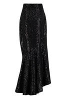 Black sequin mermaid maxi skirt by Lili Blanc featuring a glamorous, fitted silhouette and shimmering sparkle fabric.