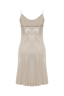 Bocan Couture MISS ELIA short rayon nightgown with beige lace trim, lightweight and comfortable sleepwear for women.