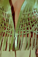 Electric lime green Attalea leather vest by Double A, featuring a fitted design with smooth leather and stylish stitching details.