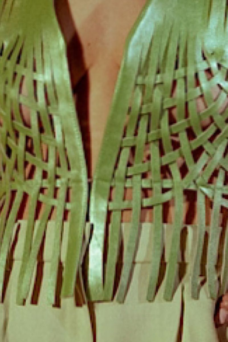 Electric lime green Attalea leather vest by Double A, featuring a fitted design with smooth leather and stylish stitching details.