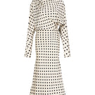 Valenciani long sleeve ivory midi dress with fitted waist and elegant midi length, perfect for formal or casual occasions.