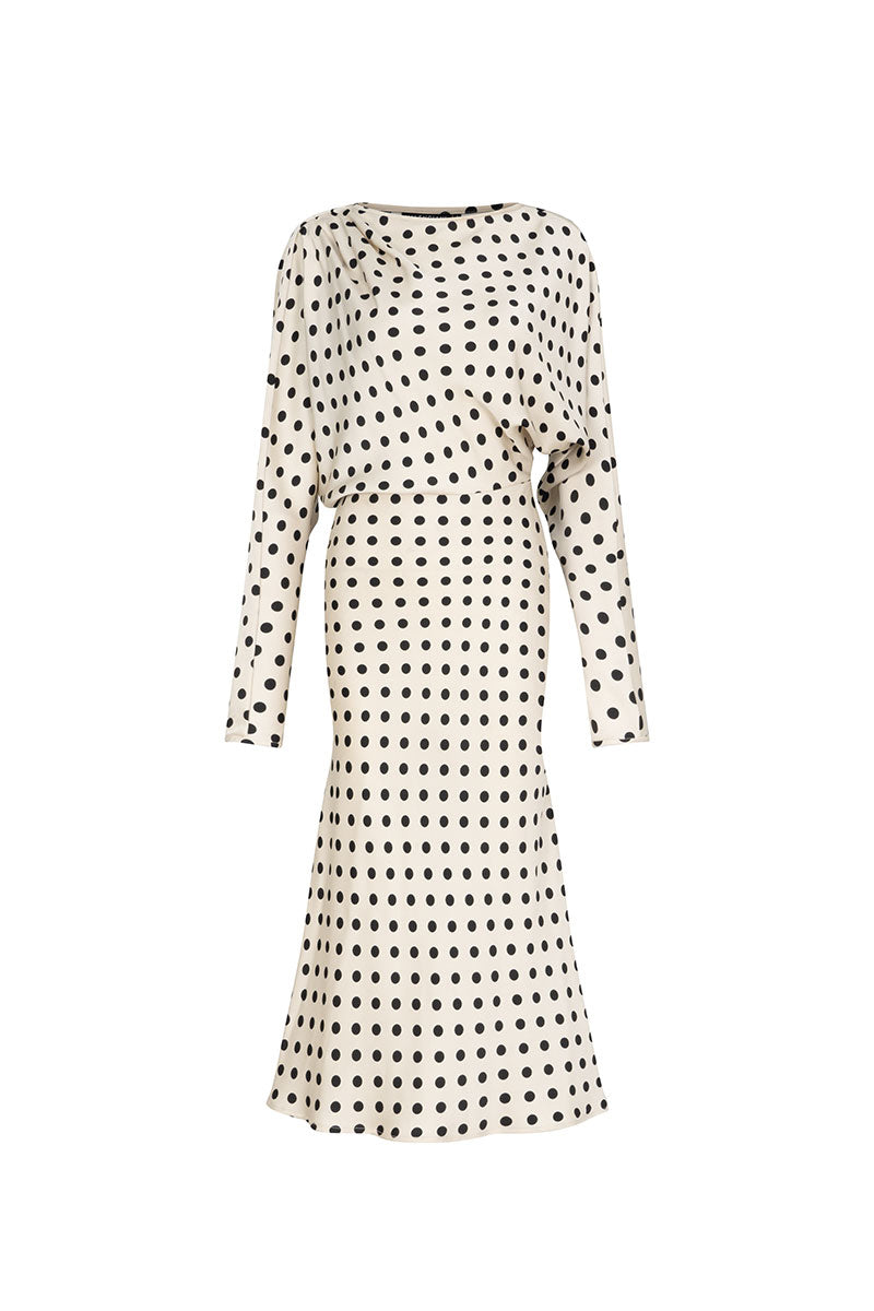LONG SLEEVE MIDI DRESS IN IVORY