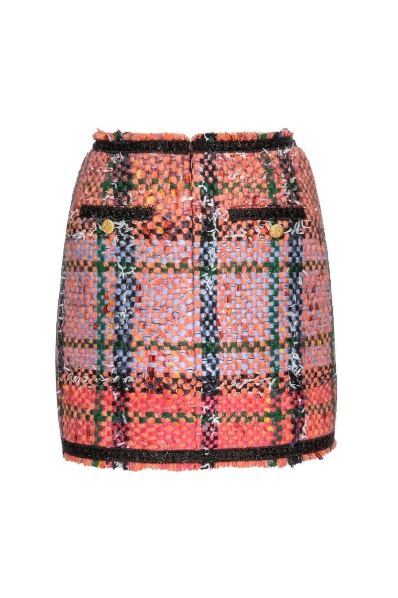 ORANGE AND BLUE TWEED MINI SKIRT - CULT MIA