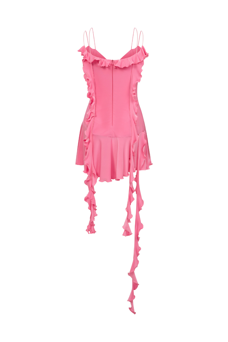 JERSEY DRESS WITH RUFFLES IN PINK - CULT MIA