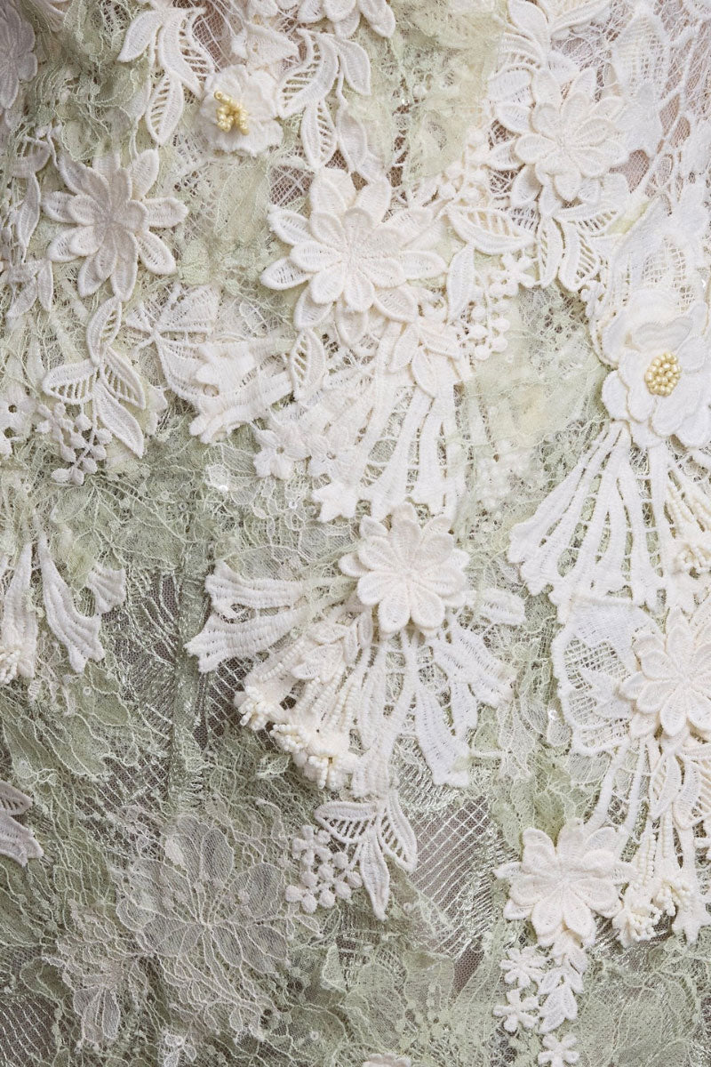 Keira Tong Gardenia lace mini dress with delicate floral lace design and fitted silhouette, perfect for stylish occasions.