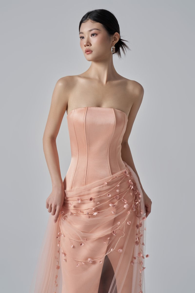 SABINA SILK TAFFETA FLOWERS DRESS - CULT MIA