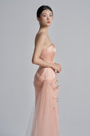 Elegant SABINA Silk Taffeta Flowers gown by 21Six with floral details and flowing fabric, perfect for formal occasions.