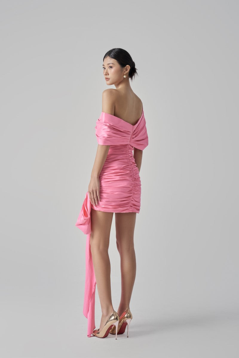 KENDALL TAFFETA CUT OUT DRESS IN PINK - CULT MIA