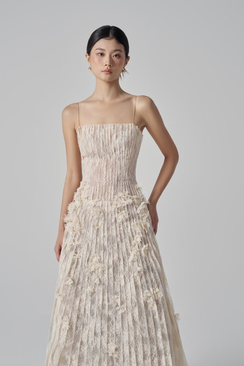 OCTAVIA LACE DRESS IN BEIGE - CULT MIA