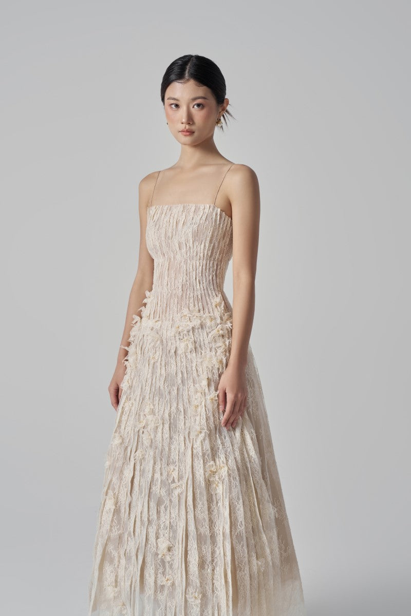 OCTAVIA LACE DRESS IN BEIGE - CULT MIA