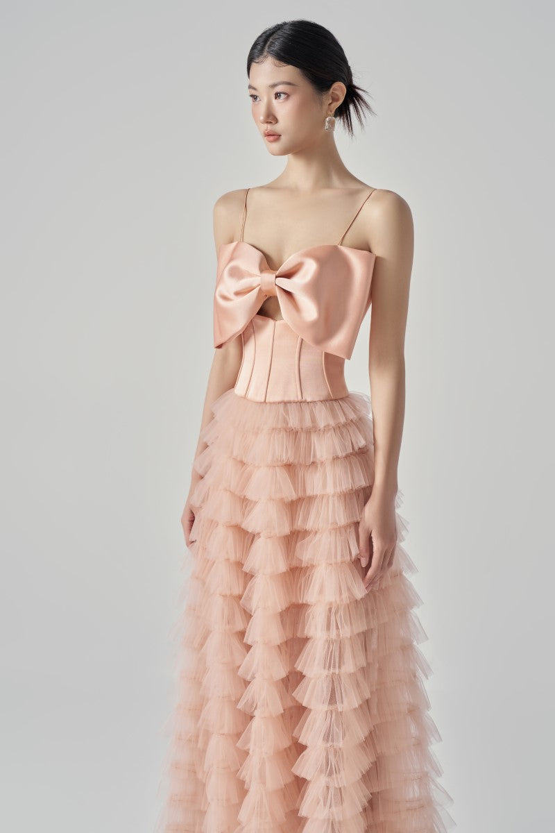 CLARA TAFFETA AND TULLE DRESS - CULT MIA