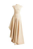 Deme By Gabriella gold maxi dress featuring elegant fabric and flowing design, perfect for formal occasions.