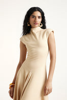Elegant gold maxi dress from Deme By Gabriella featuring a flowing silhouette and stylish design, perfect for formal occasions.