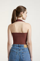 Deme By Gabriella Cole top in brick color, stylish sleeveless blouse with a relaxed fit and soft fabric.