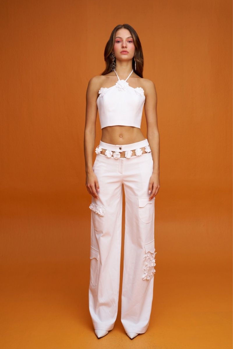 JASMINE WHITE FLORAL PANTS - CULT MIA