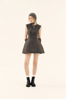 Gray sculpted neoprene mini dress by Chictopia, showcasing a fitted design with sleek, modern style perfect for fashionable occasions.