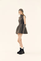 Gray sculpted neoprene mini dress by Chictopia, fitted style with structured design, perfect for modern fashion looks.