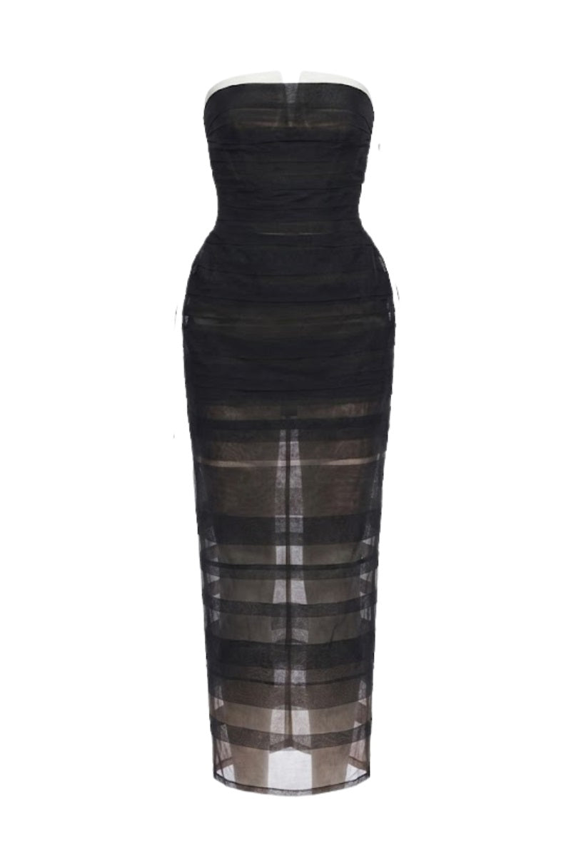 Keira Tong bustier shading midi dress featuring fitted bodice, stylish design, and elegant length for a sophisticated look.