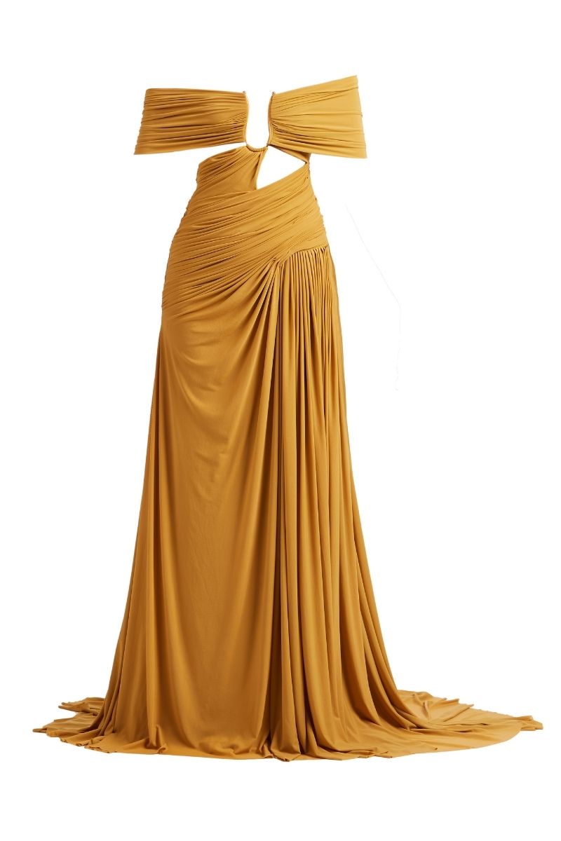MARISA MAXI DRESS IN OCHRE YELLOW - CULT MIA