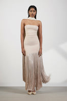 Deme By Gabriella Sonia Maxi Dress in flowing fabric with a fitted waist and elegant neckline, perfect for summer occasions.