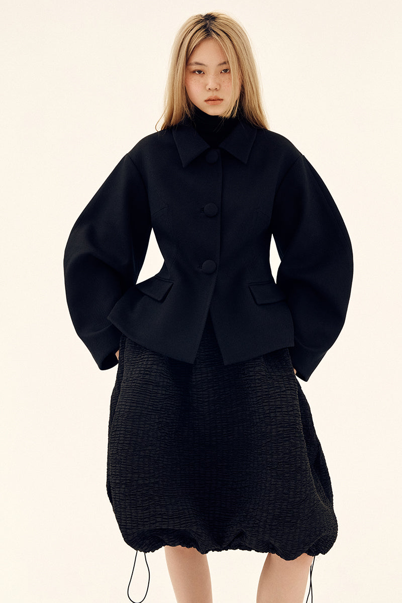 Black Sculpted Volume Jacket by Chictopia, featuring a tailored fit with structured design and stylish detailing.