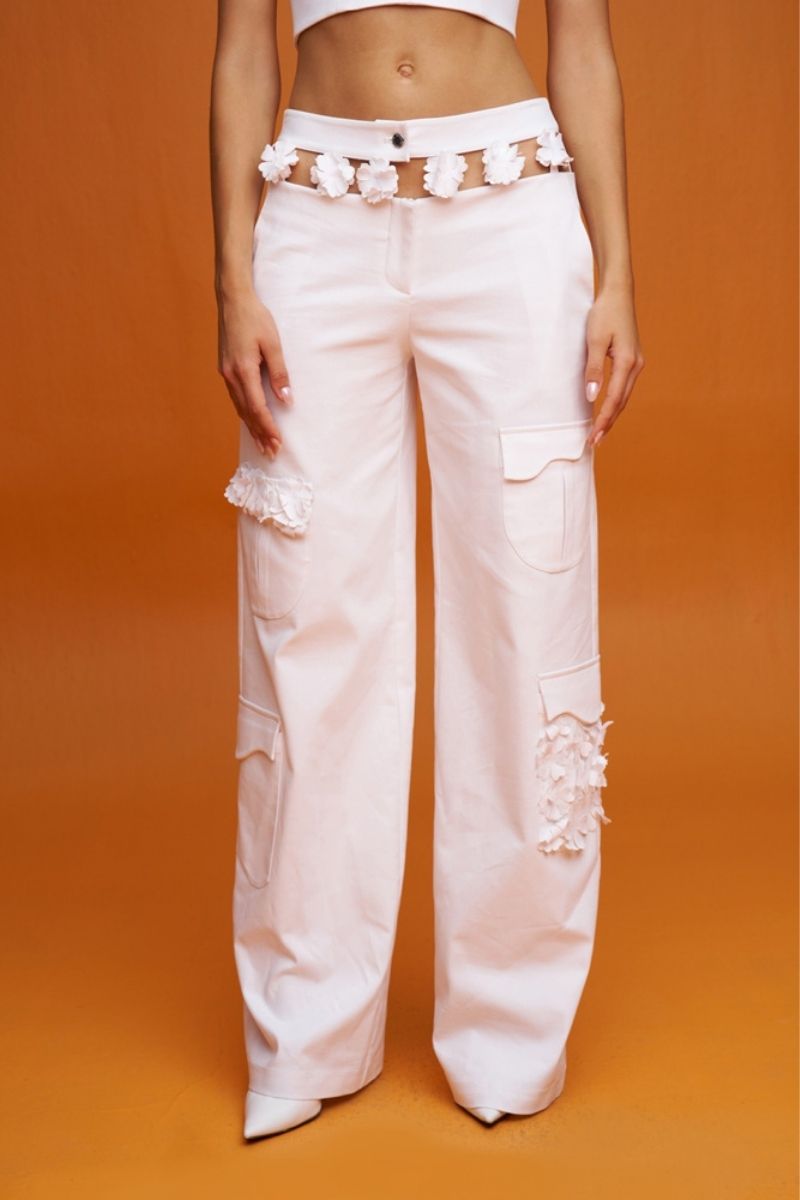 JASMINE WHITE FLORAL PANTS - CULT MIA