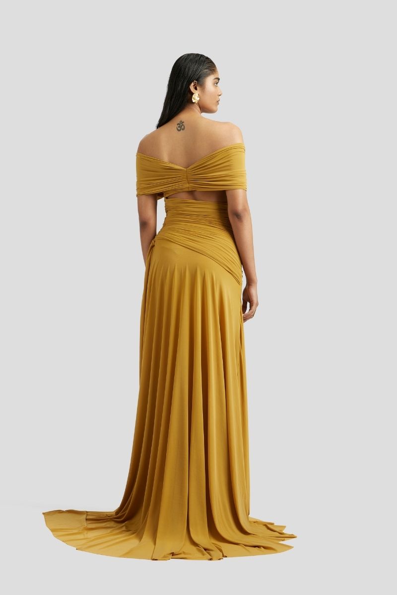 MARISA MAXI DRESS IN OCHRE YELLOW - CULT MIA