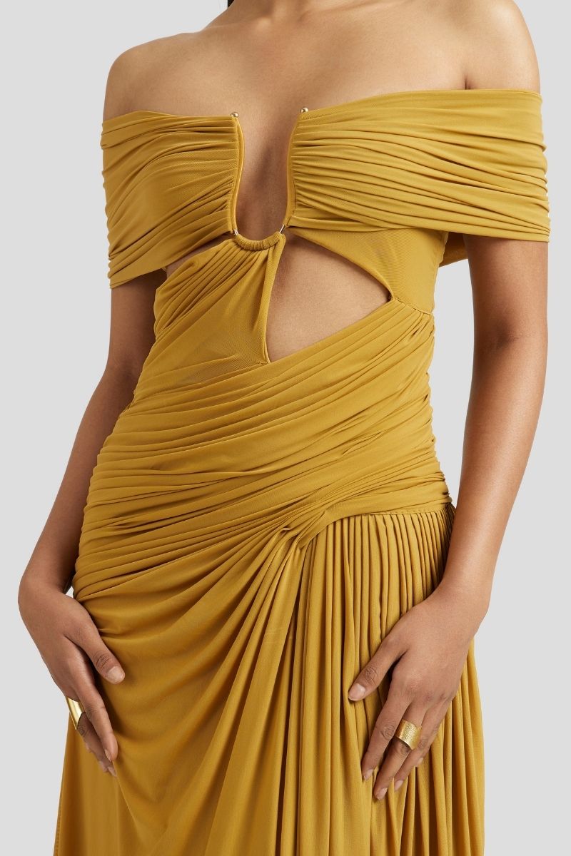 MARISA MAXI DRESS IN OCHRE YELLOW - CULT MIA