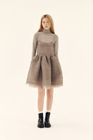 Gray Chictopia Ethereal Shirred Silk Dress, mini length, lightweight fabric, flowing design, with shirred details and elegant silhouette.