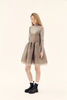 Gray Chictopia Ethereal Shirred Silk Dress mini dress with flowing fabric and delicate details, perfect for elegant occasions.