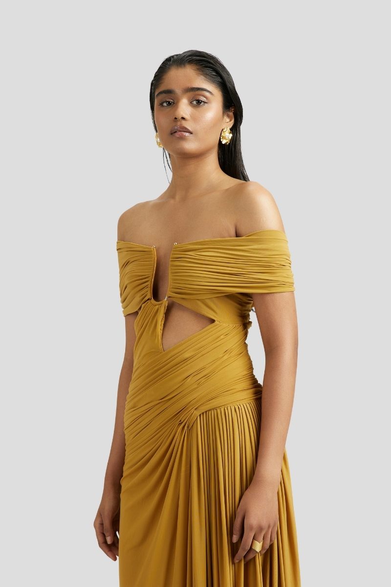MARISA MAXI DRESS IN OCHRE YELLOW - CULT MIA
