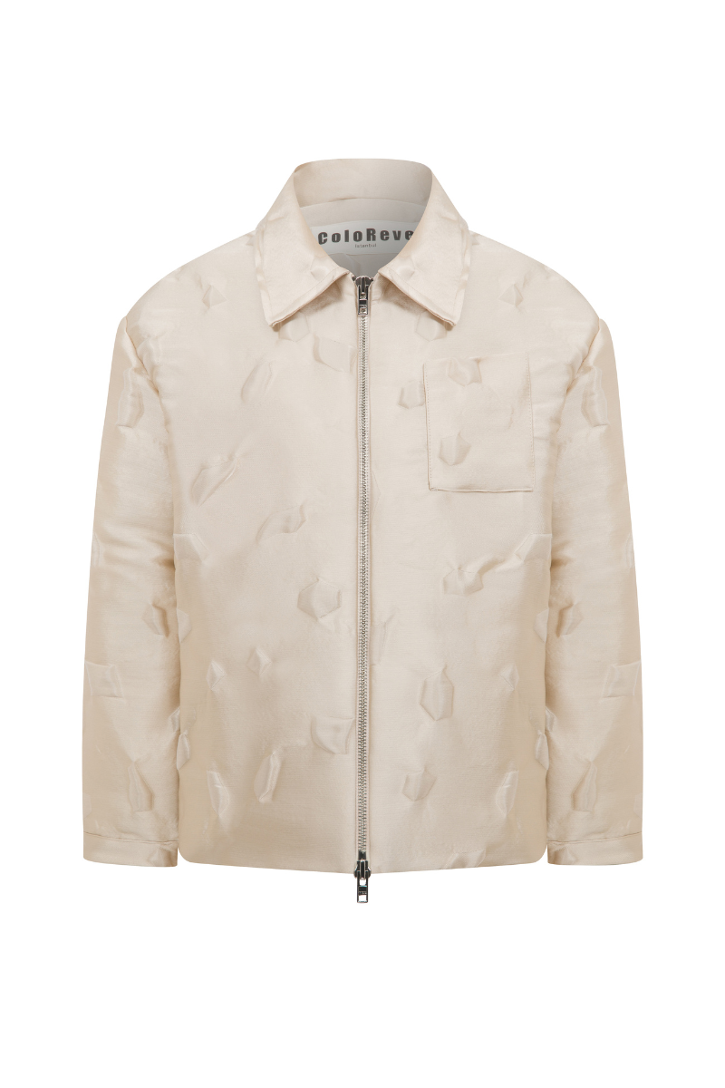 TEXTURED PUFFER JACKET IN CREAM - CULT MIA