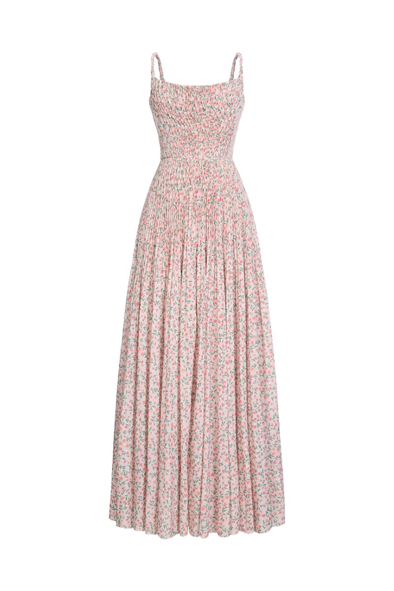 FLORAL PLEATED MAXI DRESS - CULT MIA