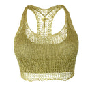 Light gold chain racerback bralette top by Natalia Fedner featuring a sleek, stylish design with chain details against a neutral background.