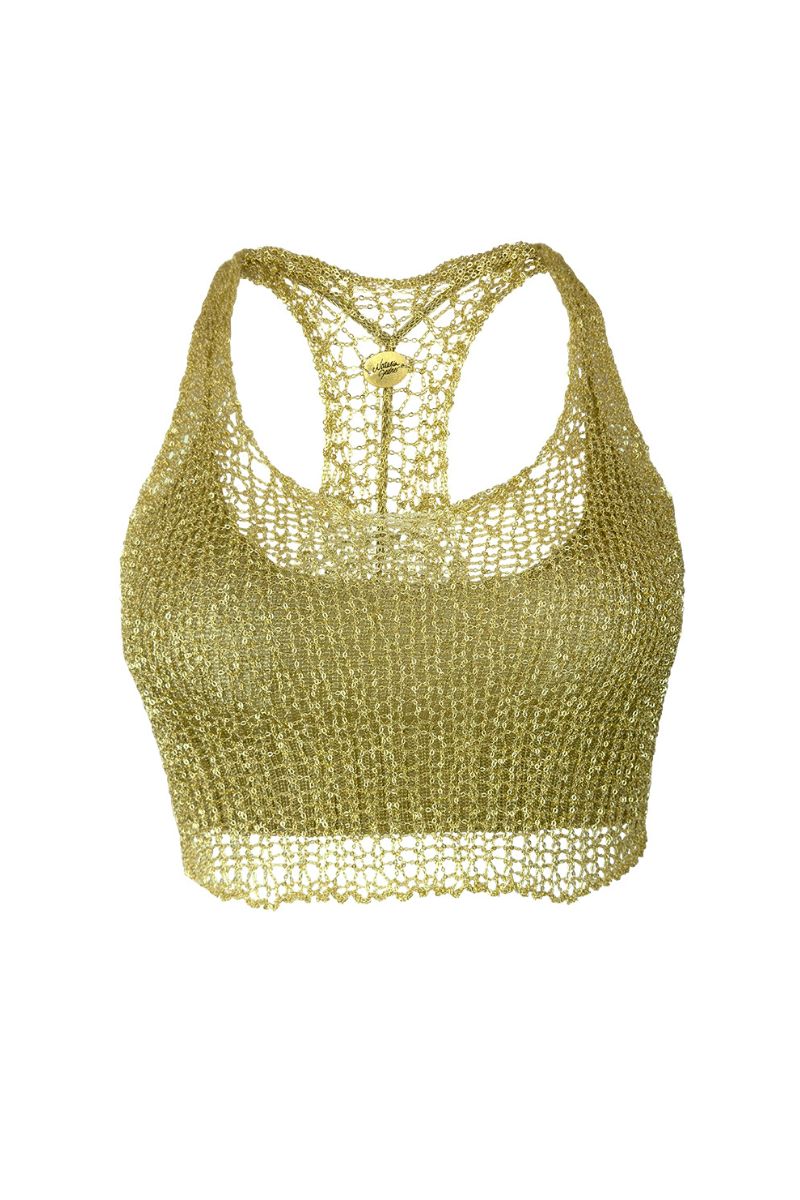 LIGHT GOLD CHAIN RACERBACK WITH BRALETTE - CULT MIA